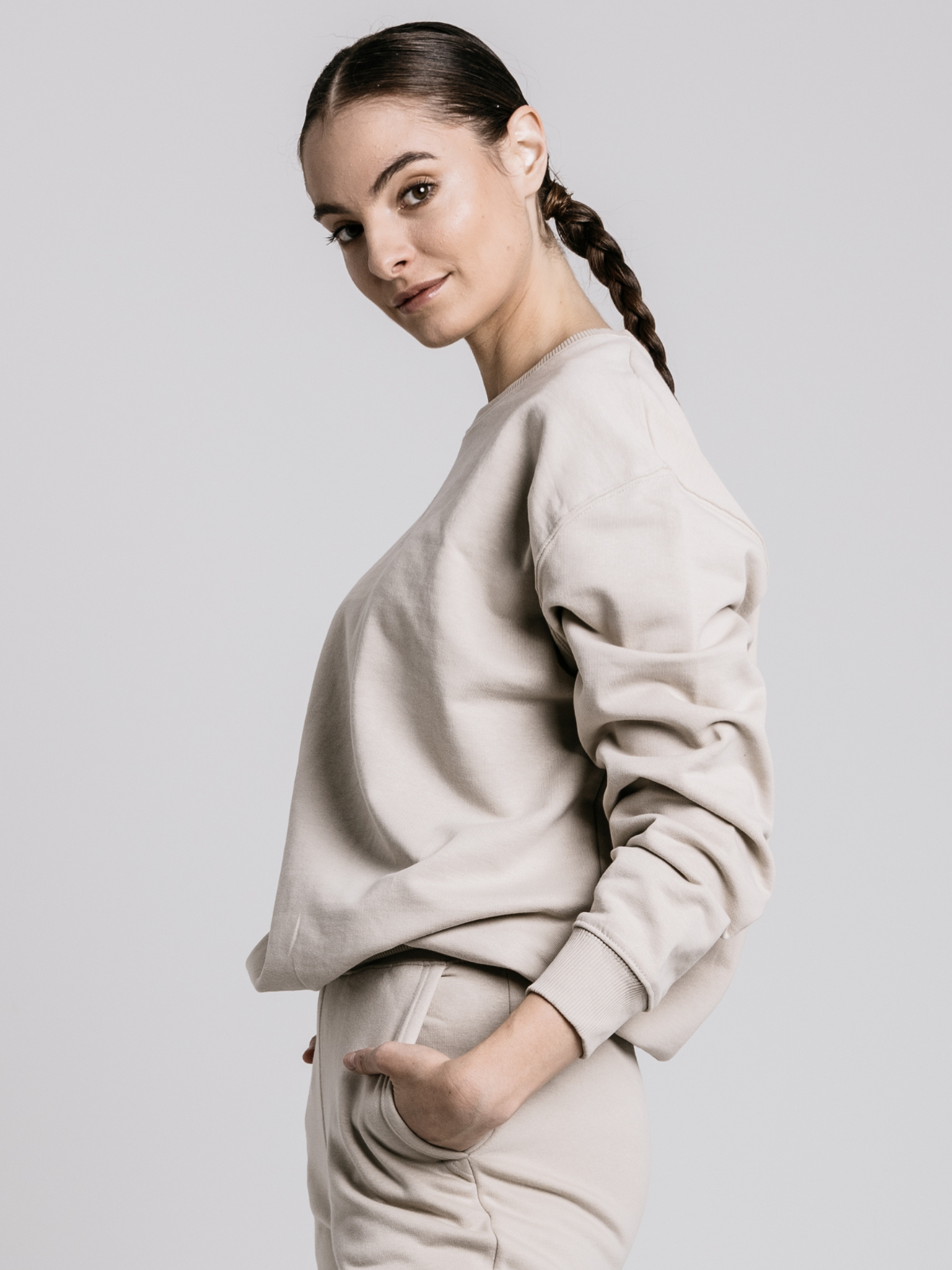 Bézs pamut pulóver v2