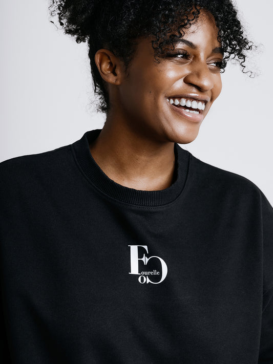 Fekete pamut pulóver