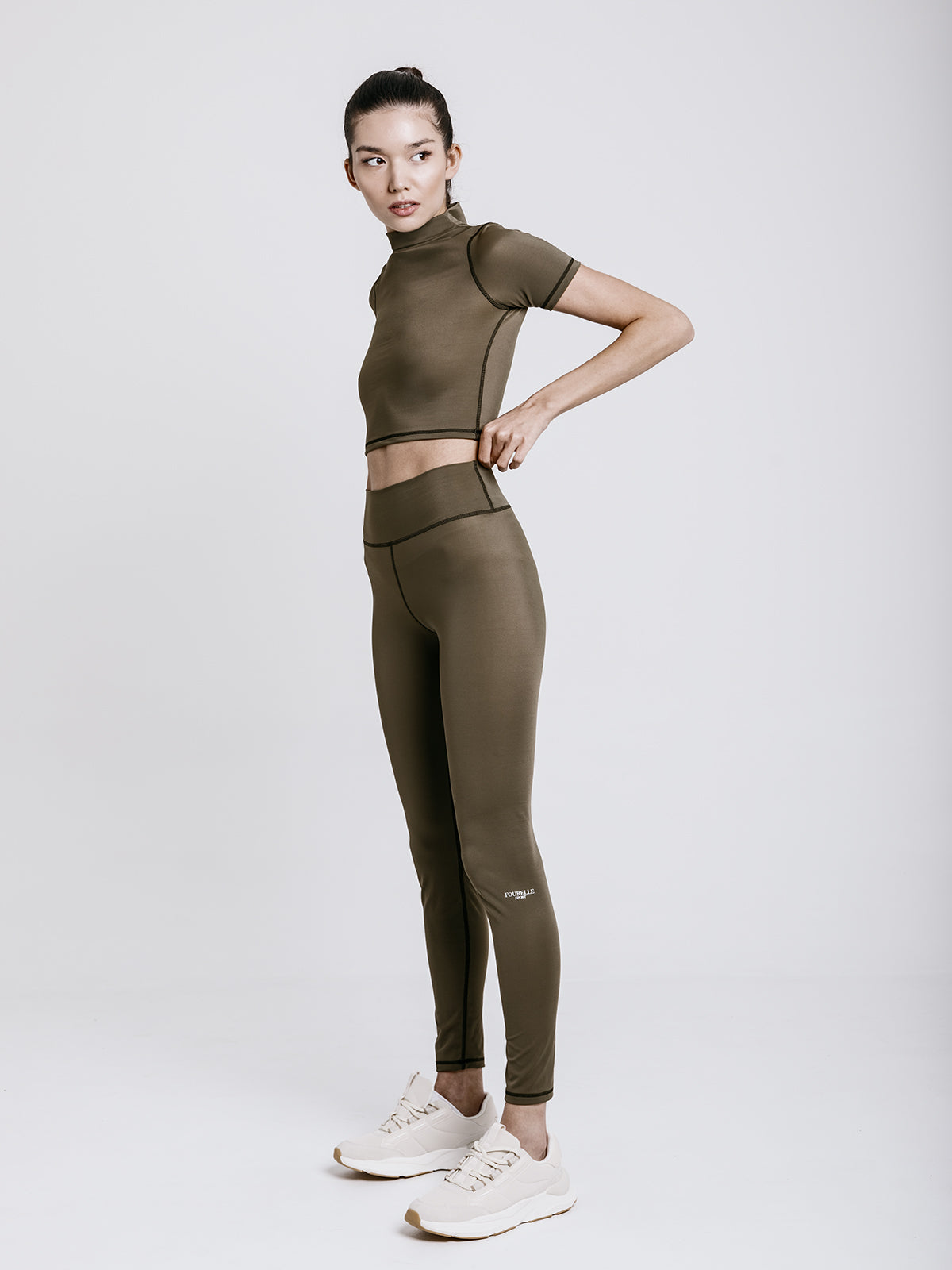 Rövid ujjú crop top - zöld